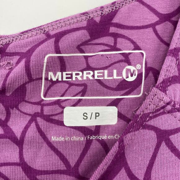 Merrell Athletic Dress Stretchy Knit Sleeveless Leaf Print Purple Womens Small - Picture 6 of 7